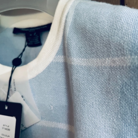 French Connection Sleeveless Round Neck White Check Blue Knit Mini Dress XL - Picture 8 of 11